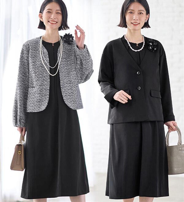 Viola e Viola（ヴィオラ エ ヴィオラ）の「【４点セット】入卒お任せ！２ジャケットワンピーススーツ（ワンピースセットスーツ）」｜モノトーン系