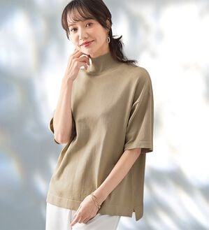 BELLUNA（ベルーナ）の「【選べるデザイン】Ｔシャツが苦手な方に！ひんやり綿混ニットＴ（ニット・セーター）」｜詳細画像