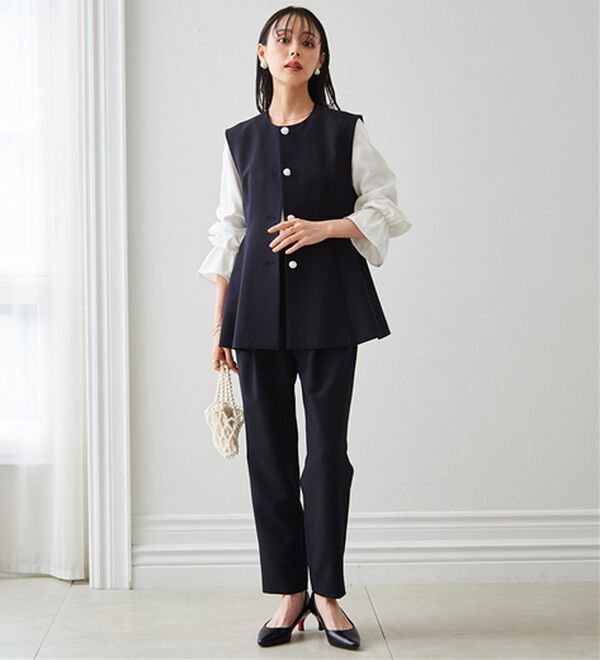 RANAN（ラナン）の「【２点セット】防シワ！ペプラムベストセットアップ（パンツスーツ）」｜詳細画像