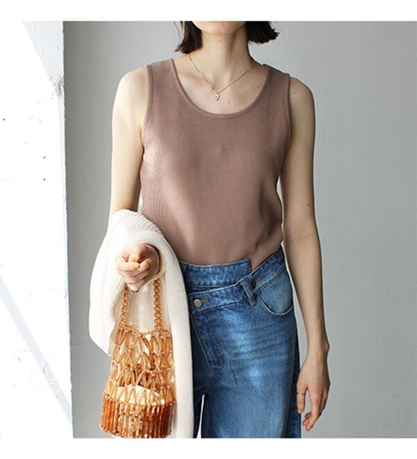 GeeRA（ジーラ）の「前後２ｗａｙスリットネックワッフルタンクトップ（タンクトップ・キャミソール）」｜詳細画像