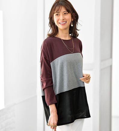 BELLUNA（ベルーナ）の「異素材使い配色ブロッキングチュニック（チュニック）」