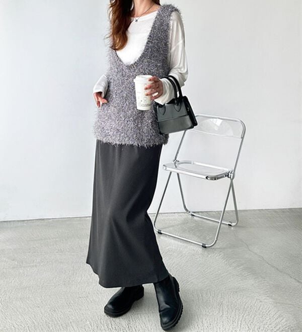 GeeRA（ジーラ）の「【着回し力◎】楽ちんすっきり見え！リブロングスカート（ロングスカート）」｜詳細画像