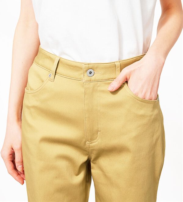 BELLUNA（ベルーナ）の「ヒンヤリ&times;サラリ速乾！綿サテンストレッチ裾リボンクロップドパンツ（クロップドパンツ）」｜詳細画像