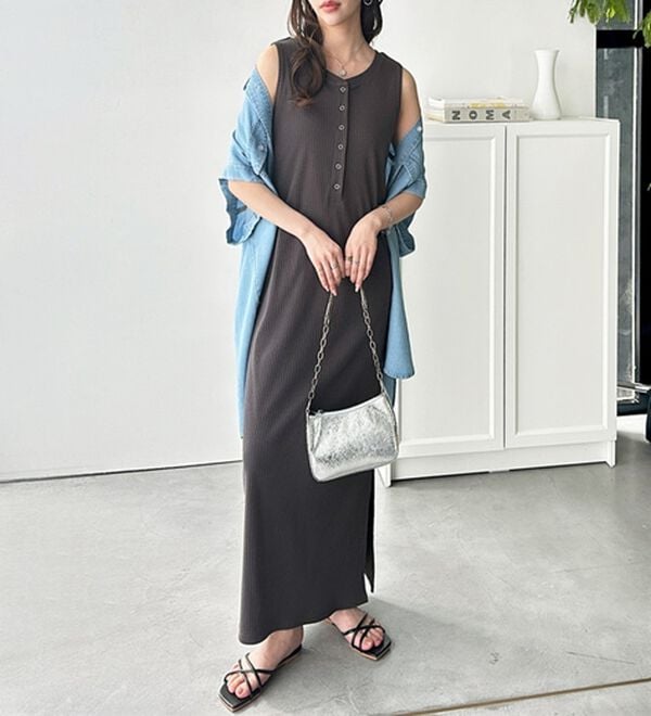 GeeRA（ジーラ）の「全骨格対応！前後２ＷＡＹ細見えタンクワンピース（カットソーワンピース）」｜詳細画像