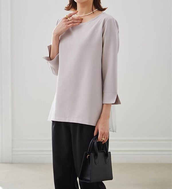 RANAN（ラナン）の「楽ちんキレイ見え！バックプリーツセットアップ（ブラウススーツ）」｜詳細画像