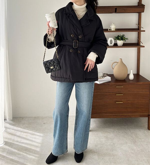 GeeRA（ジーラ）の「トレンチデザインフェイクダウンジャケット（ダウンコート・ジャケット・ベスト）」｜詳細画像