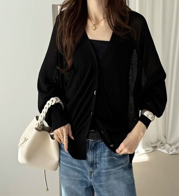 GeeRA（ジーラ）の「接触冷感！Ｖネックカーディガン（ニットカーディガン）」｜詳細画像