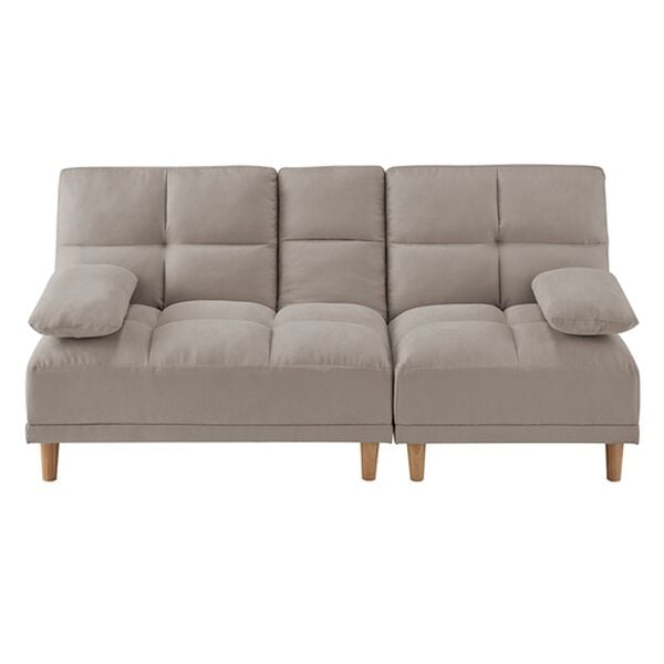 iellio（イエリオ）の「テーブル付３ＷＡＹソファベッド＜３人掛け・クッション付・ドリンクホルダー付・リクライニング・テーブルソファ・脚付きソファ＞（ソファ）」｜ライトグレー