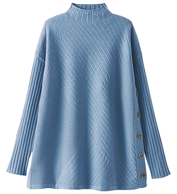 BELLUNA（ベルーナ）の「サイドボタン編地切替ニットチュニック（チュニック）」｜詳細画像