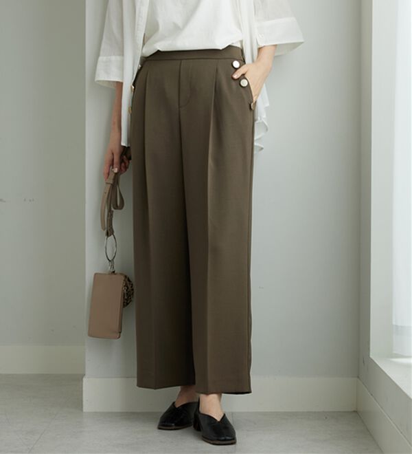 BELLUNA（ベルーナ）の「【ヨコストレッチ/UVカット/イージーケア】メランジストレッチ素材ワイドパンツ（ワイドパンツ・ガウチョ）」｜詳細画像