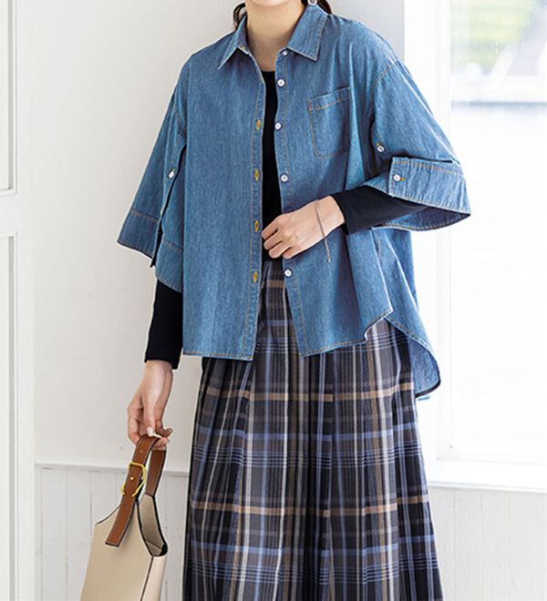 BELLUNA（ベルーナ）の「春の重ね着を楽しむ♪ボタンデザインデニムジャケット（その他ジャケット）」｜詳細画像