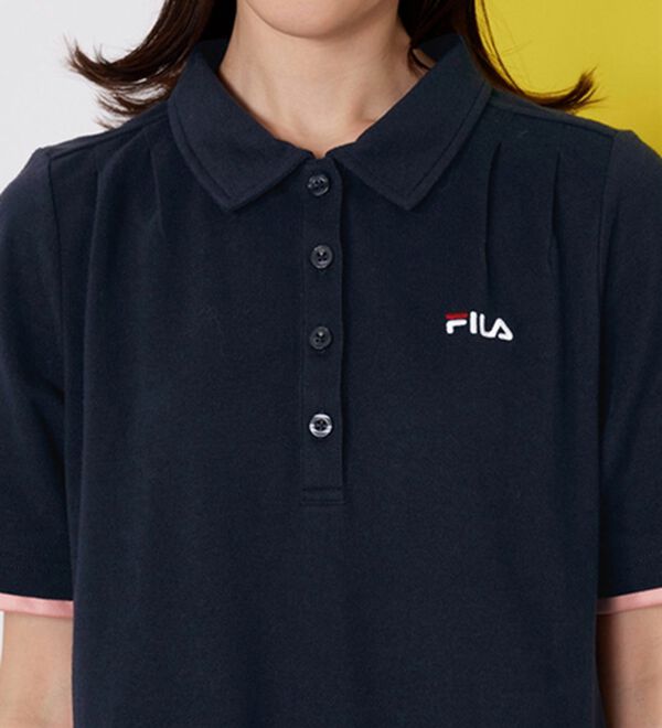 BELLUNA（ベルーナ）の「＜ＦＩＬＡ＞ひんやり！タック使い配色ポロチュニック（ポロシャツ）」｜詳細画像