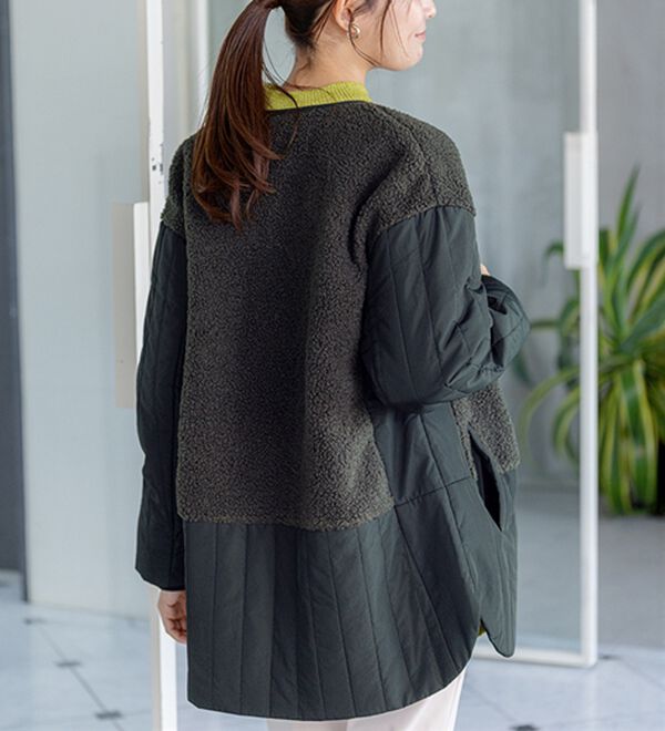 BELLUNA（ベルーナ）の「ボア切替キルトデザインミドル丈コート（ハーフコート）」｜詳細画像