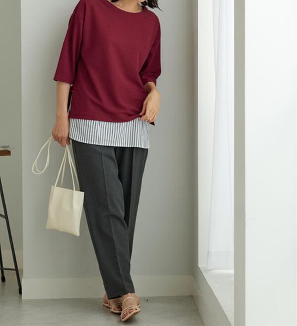 BELLUNA（ベルーナ）の「ラメストライプシャツフェイクチュニック（チュニック）」｜詳細画像