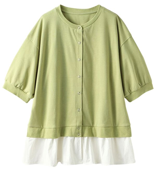 BELLUNA（ベルーナ）の「異素材切替ボタン使いカーディガン（その他カーディガン）」｜詳細画像