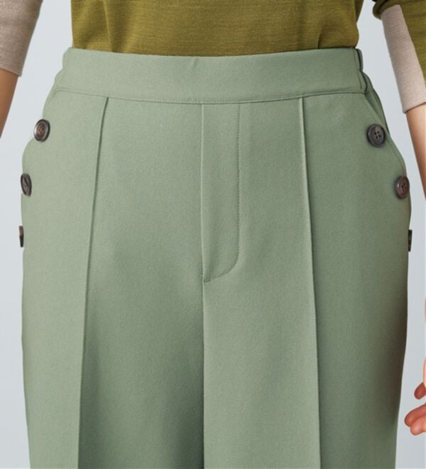 BELLUNA（ベルーナ）の「ウーリッシュ素材釦使いワイドパンツ（ワイドパンツ・ガウチョ）」｜詳細画像