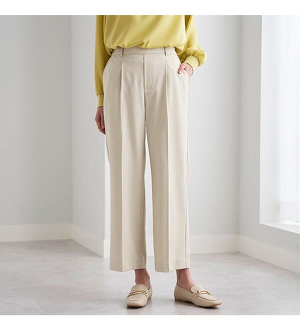 BELLUNA（ベルーナ）の「サラリ美脚見え！タック使いワイドパンツ（ワイドパンツ・ガウチョ）」｜詳細画像