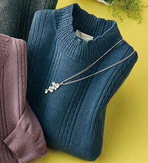 ルフラン（ルフラン）の「やさしい手ざわりのコットンカシミヤセーター（ニット・セーター）」｜ブルーグレー