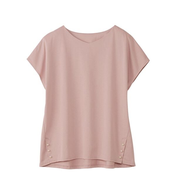 alotta（アロッタ）の「ひんやり裾パールデザインＴシャツ（カットソー）」｜詳細画像