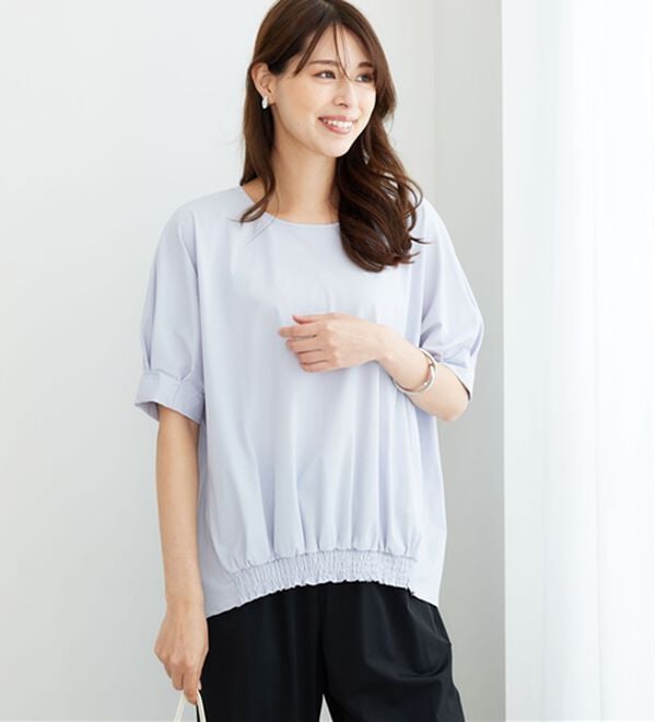 BELLUNA（ベルーナ）の「ヒンヤリ爽快！裾ギャザープルオーバー（カットソー）」｜詳細画像