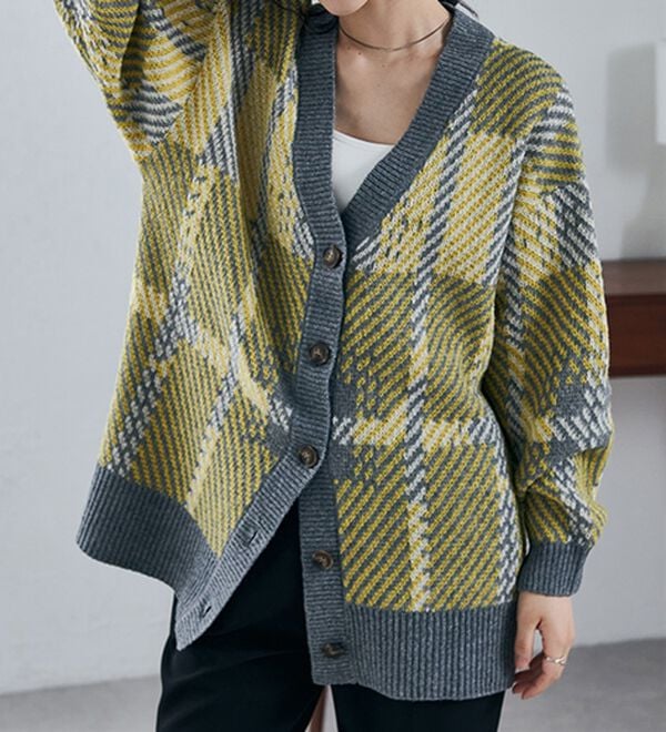 RANAN（ラナン）の「ビッグタータンオーバーカーデ（ニットカーディガン）」｜詳細画像