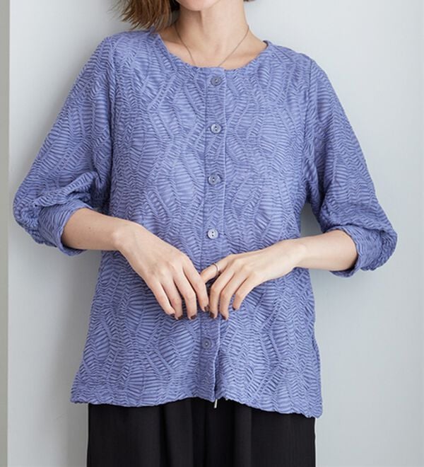 BELLUNA（ベルーナ）の「波柄シアージャカード素材カーディガン（ニットカーディガン）」｜詳細画像