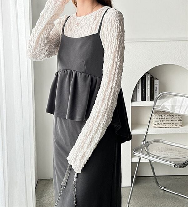 GeeRA（ジーラ）の「楽ちん！ペプラムキャミワンピース（カットソーワンピース）」｜詳細画像