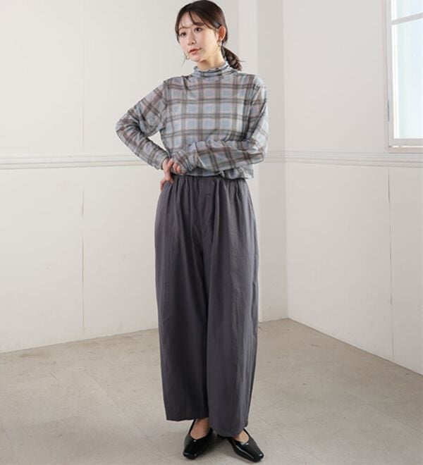 A HAPPY MARILYN（アハッピーマリリン）の「【Ｌ～８Ｌ】綿１００％ さらっと優しいコットン バレルレッグパンツ カーブパンツ 選べる２丈（ワイドパンツ・ガウチョ）」｜詳細画像