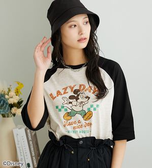 BELLUNA（ベルーナ）の「＜Ｄｉｓｎｅｙ＞【ミッキー】プリント７分丈ラグランＴシャツ（カットソー）」｜詳細画像
