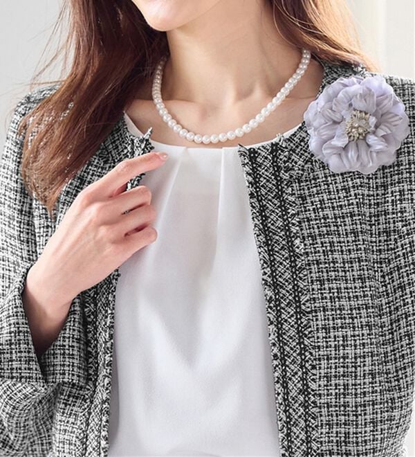 alotta（アロッタ）の「入学式卒業式に！フリンジ使いツイードノーカラージャケット＜Ｍ～５Ｌ＞（ノーカラージャケット）」｜詳細画像