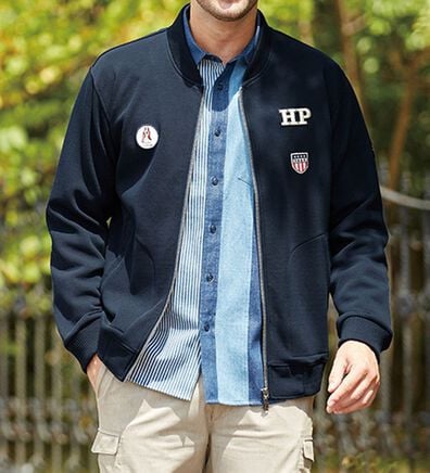 「＜ハッシュパピー＞着回し便利なニットブルゾン（メンズブルゾン）」