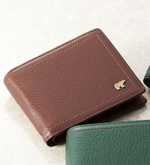 「＜ゴールデンベア＞卓越した手ざわりディアスキン折財布（メンズ財布・パスケース）」｜ブラウン