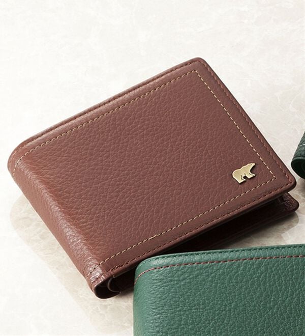 「＜ゴールデンベア＞卓越した手ざわりディアスキン折財布（メンズ財布・パスケース）」｜ブラウン