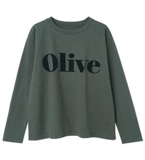 RANAN（ラナン）の「フロッキープリントロゴＴシャツ（Tシャツ）」｜チャコール(OLIVE)