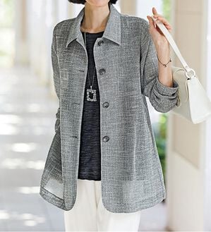 BELLUNA（ベルーナ）の「夏に嬉しいきちんと見え！綿混変化織ジャケットアンサンブル（その他ジャケット）」｜黒系