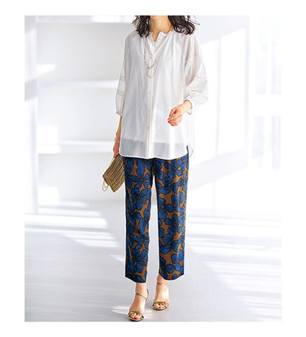 BELLUNA（ベルーナ）の「【接触冷感】レーヨン素材プリントワイドパンツ（ワイドパンツ・ガウチョ）」｜詳細画像