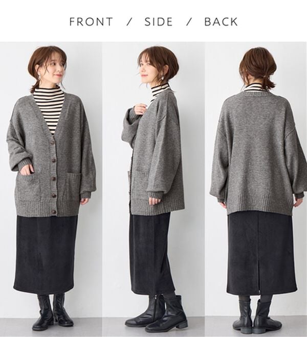 Viola e Viola（ヴィオラ エ ヴィオラ）の「洗えるもちもち　ミドル丈ニットカーデ（ニットカーディガン）」｜詳細画像