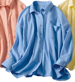 BELLUNA（ベルーナ）の「【快適Ｌａｂ．】シワになりにくい！バックシャーリングデザインシャツ（シャツ）」｜サックス