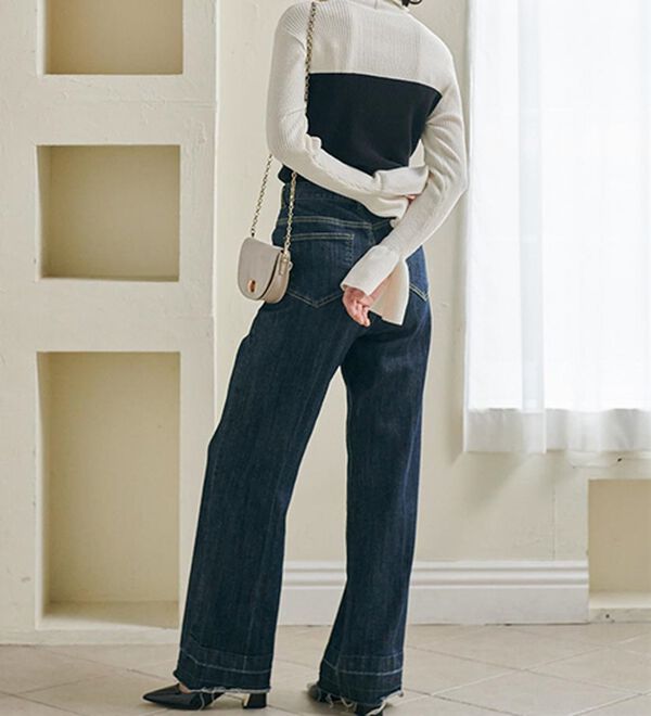 RANAN（ラナン）の「＜ムースタッチ＞洗える！バイカラータートルリブニット（ニット・セーター）」｜詳細画像