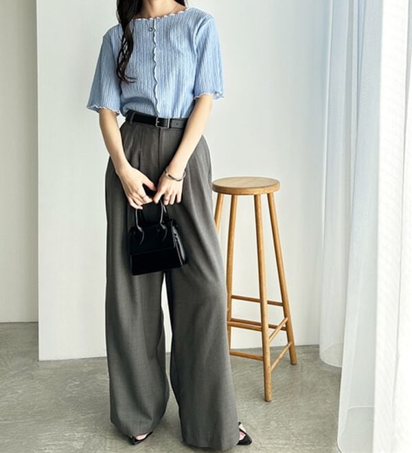 GeeRA（ジーラ）の「前後２ＷＡＹ配色メロー５分袖カットソー（カットソー）」｜詳細画像