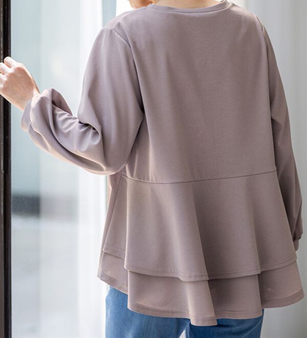 BELLUNA（ベルーナ）の「【再入荷】ボリューム袖美人顔バックフレアーＴブラウス（ブラウス）」｜詳細画像