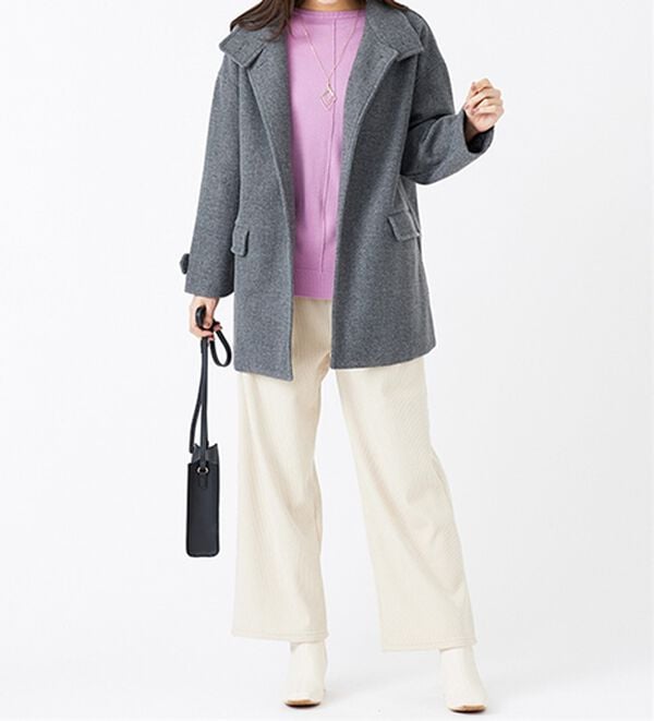 コート❣️チェックコクーンミドルコート ミドルコクーンコート ブルー hellam SETUP7｜MAISON BREEZE reveur/シャギーチェック コクーンミドル