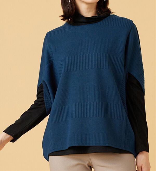 BELLUNA（ベルーナ）の「【2点セット】ジャカード素材ポンチョアンサンブル（アンサンブル）」｜ターコイズ系