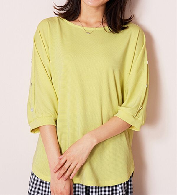 BELLUNA（ベルーナ）の「ラメ調肩ボタンデザインプルオーバー（カットソー）」｜詳細画像