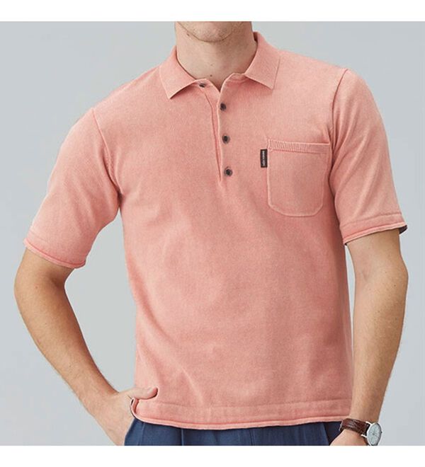 「＜イネド＞ヴィンテージ加工のニットポロ（メンズポロシャツ）」｜詳細画像