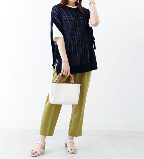 BELLUNA（ベルーナ）の「サイドリボン透かし編ベストアンサンブル（アンサンブル）」｜詳細画像