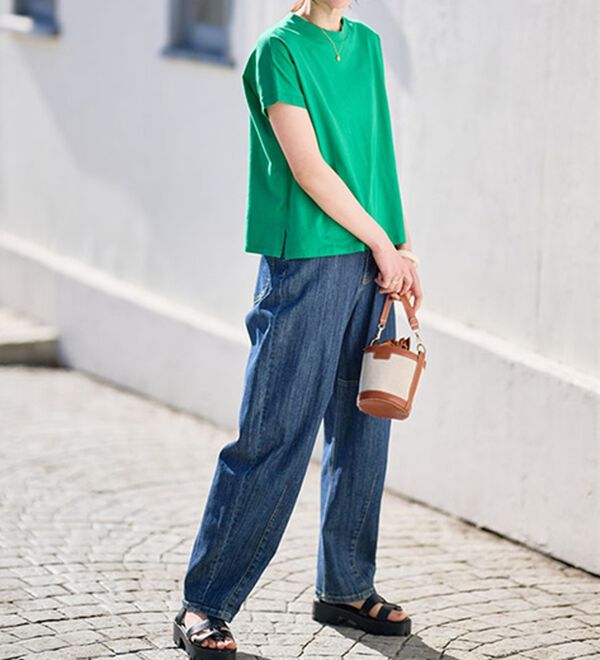 RANAN（ラナン）の「【選べる袖丈】【ひんやり・ＵＶ】＜BC＞綿100％プチハイネックＴシャツ（カットソー）」｜詳細画像