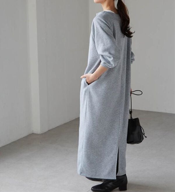 RANAN（ラナン）の「裏起毛ハーフジップワンピース（ロングワンピース）」｜詳細画像