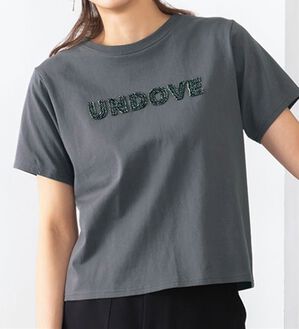 BELLUNA（ベルーナ）の「【UNDOVE】綿１００％ツイードロゴショート丈Ｔシャツ（Tシャツ）」｜チャコール