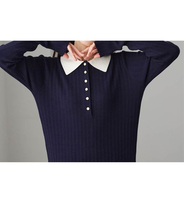 RANAN（ラナン）の「ポロカラーリブニットワンピース（ロングワンピース）」｜詳細画像